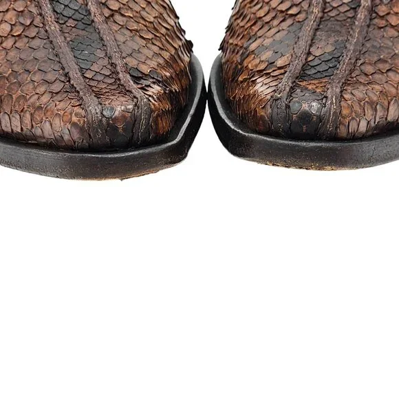 Exotic Python Snake skin Aldo Brue Italy Mens size 8.5 Brown Loafers Dress Shoes - Picture 7 of 13